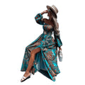 Aliexpress new arrival: off-the-shoulder long sleeve bandeau printed maxi dress