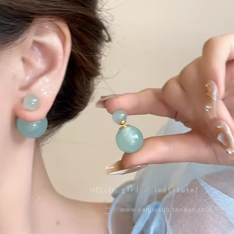 925 silver needle jelly color pearl bubble earrings for women, two-wear fresh contrast color earrings, korean style sweet earrings