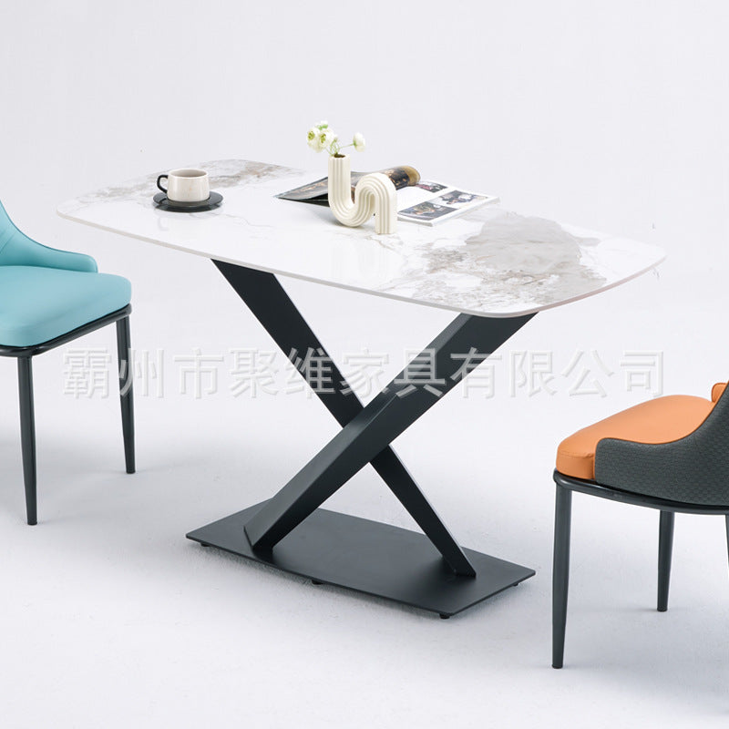 Italian light luxury sintered stone dining table and chairs set - modern minimalist rectangular dining table for small spaces
