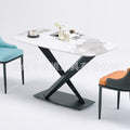 Italian light luxury sintered stone dining table and chairs set - modern minimalist rectangular dining table for small spaces