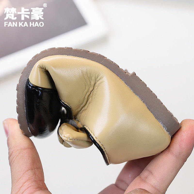 Girls' bow-tie princess shoes,  spring/autumn new collection, kids' chanel-inspired color block mary janes, big kids' single shoes