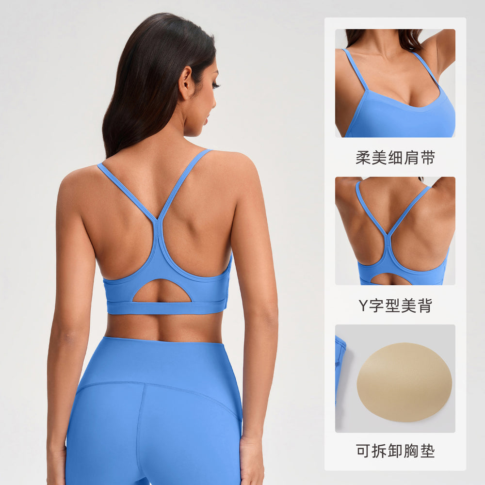 Women's fleece-lined sports bra with cutout back design - running, fitness, push-up, shockproof yoga bra yg-1003