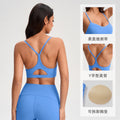 Women's fleece-lined sports bra with cutout back design - running, fitness, push-up, shockproof yoga bra yg-1003