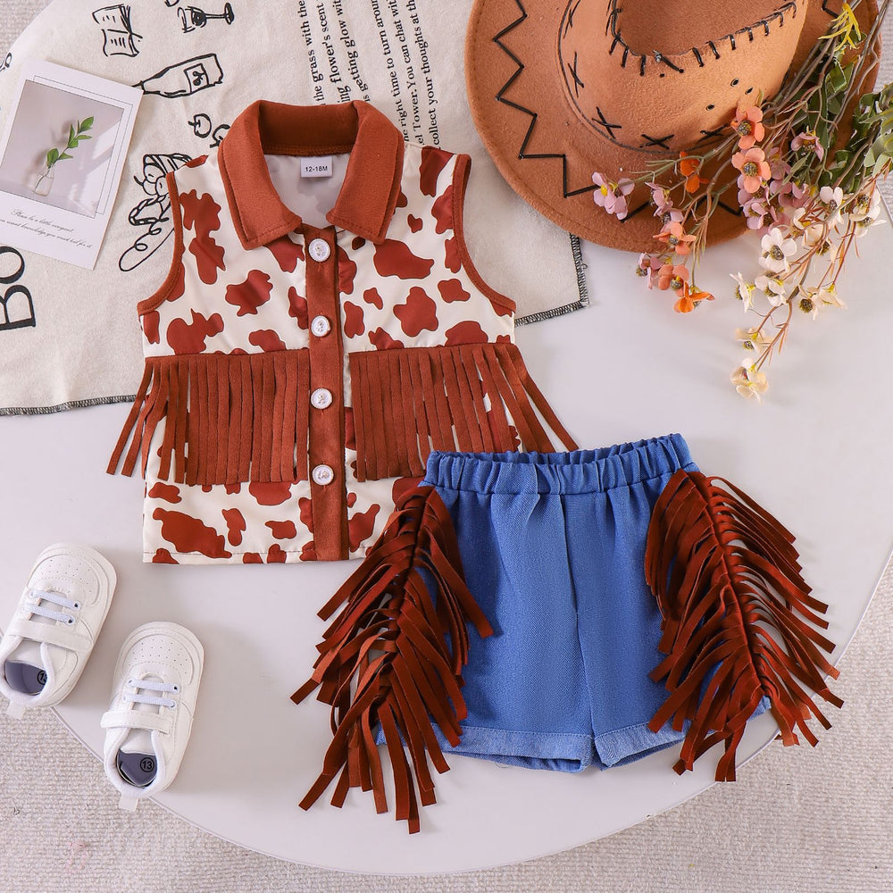 Children's clothing cross-border european and american girls sleeveless shirt + shorts two-piece set children's clothing suit