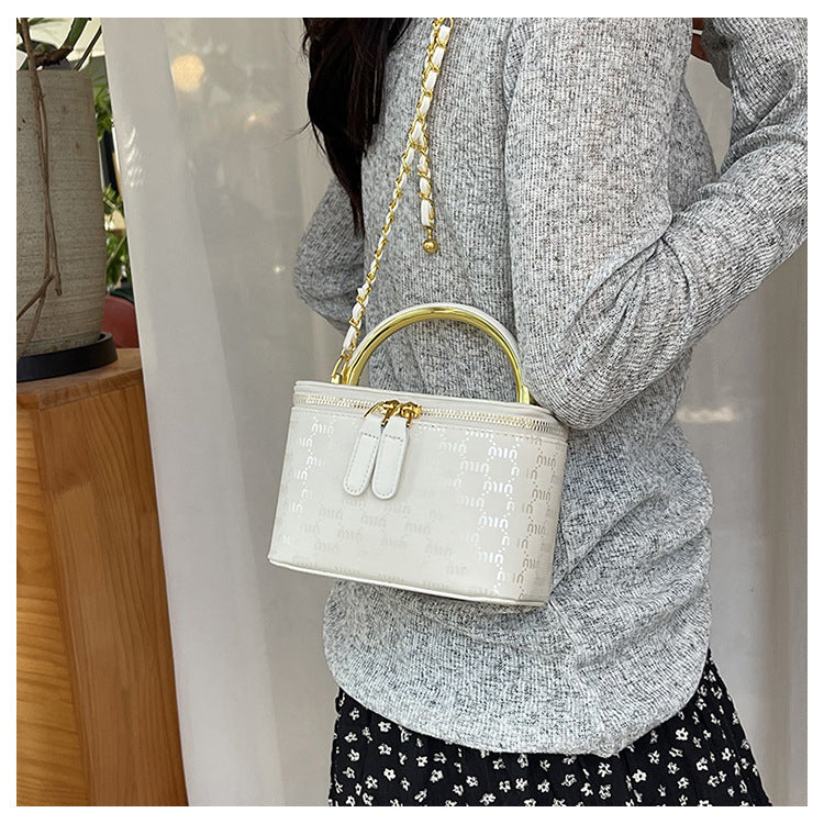 Cross-border miu letter box bag light luxury printed messenger bag European and American fashion chain niche single shoulder underarm women's bag