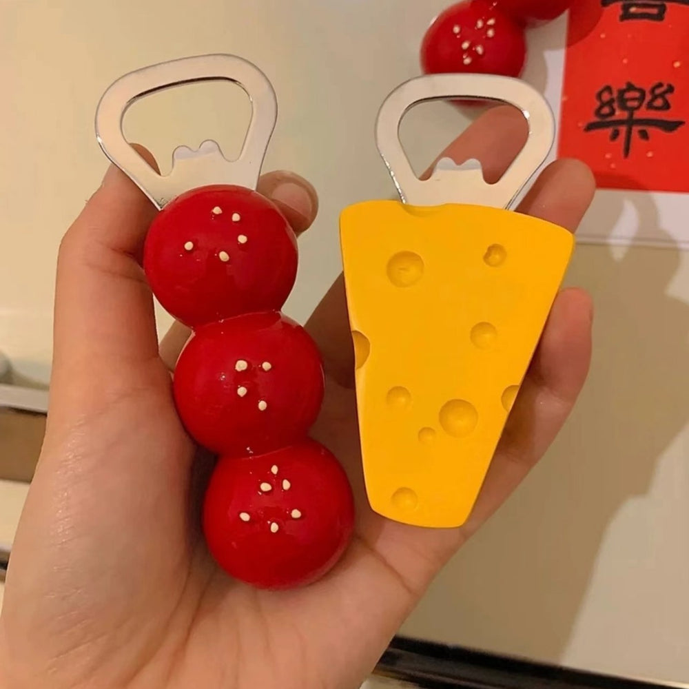 New cheese-themed cute simulation accessories fridge magnet bottle opener - creative magnetic bottle cap remover for home use - the ultimate bottle opener!