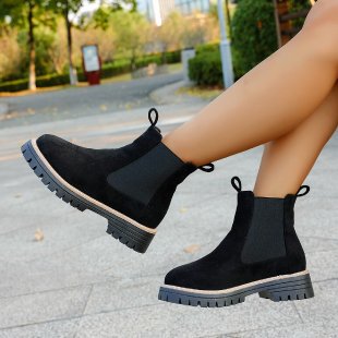 British style martin boots women's  new spring and autumn single boots chelsea slim boots winter casualthick sole short boots
