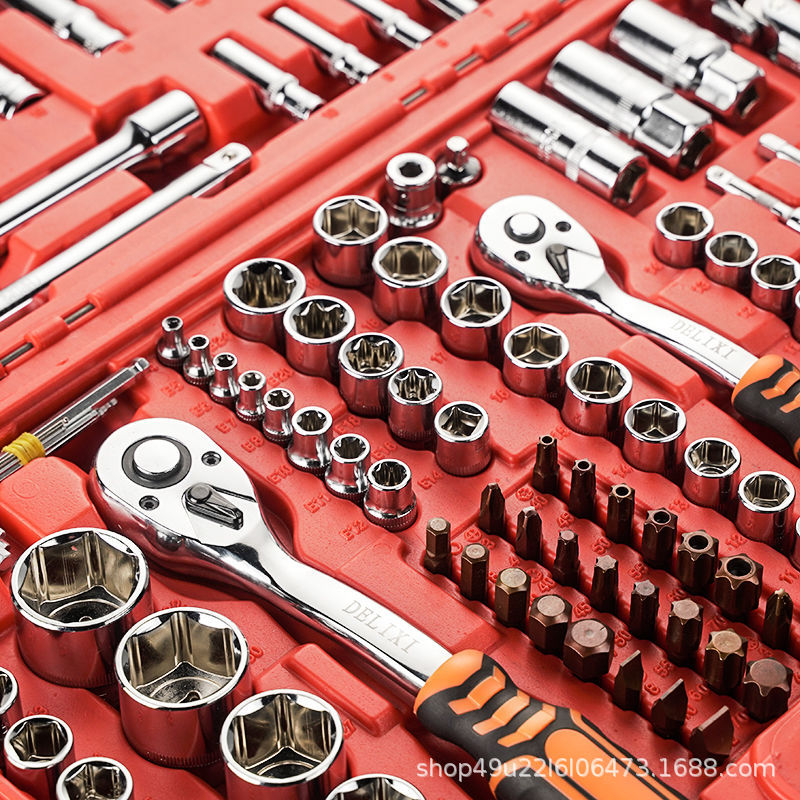 Delixi ratchet wrench tool set Car repair Car repair Auto repair box Universal fast sleeve combination