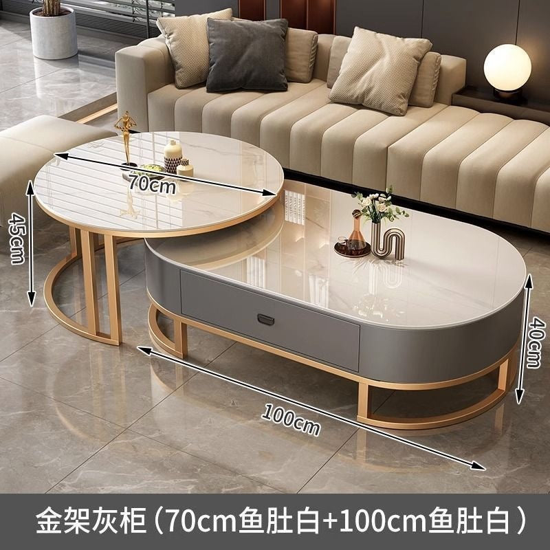 Accessible luxury oval glass coffee table living room for home tea table popular classy marble coffee table tea table adult