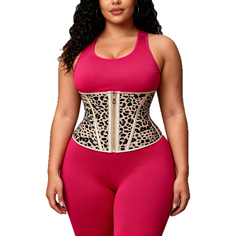 [leopard print yellow] 13-bone cross-border sports shaping slimming sweat rubber fitness waistband latex abdominal belt