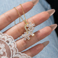 popular copper inlaid with zirconium and diamonds, flower necklace for women, accessible luxury fashion, new versatile titanium steel clavicle chain jewelry