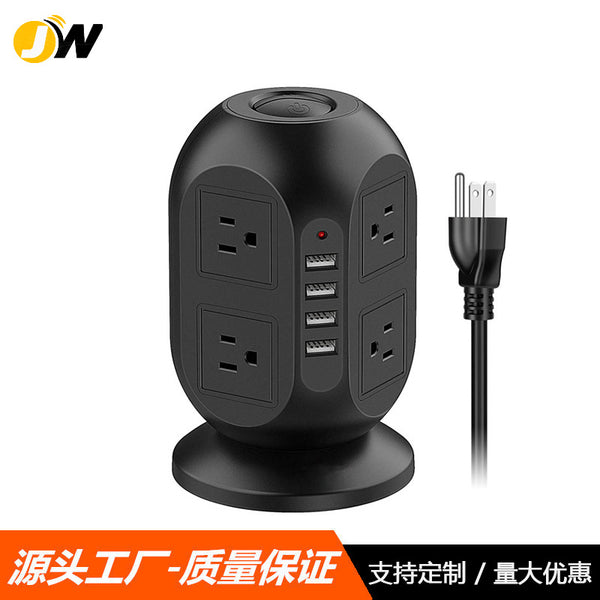 Cross-border special supply British standard US standard European standard vertical tower socket power strip multi-function convenient with 4USB charging socket