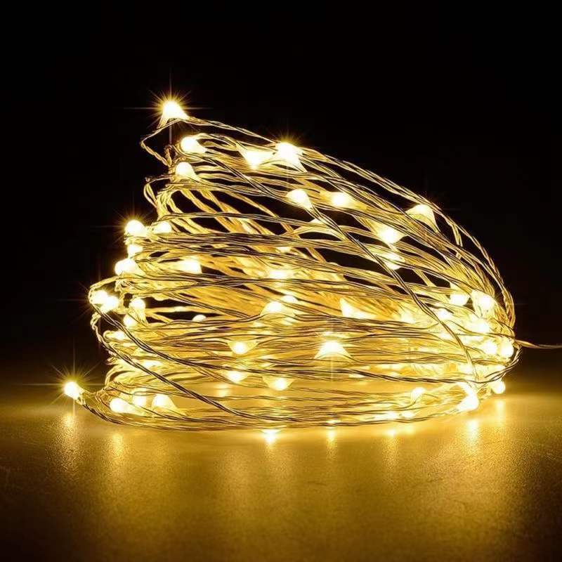 Cross-border small lanterns waterproof remote control battery box copper wire light string small lights christmas lights decorative led light wire string lights