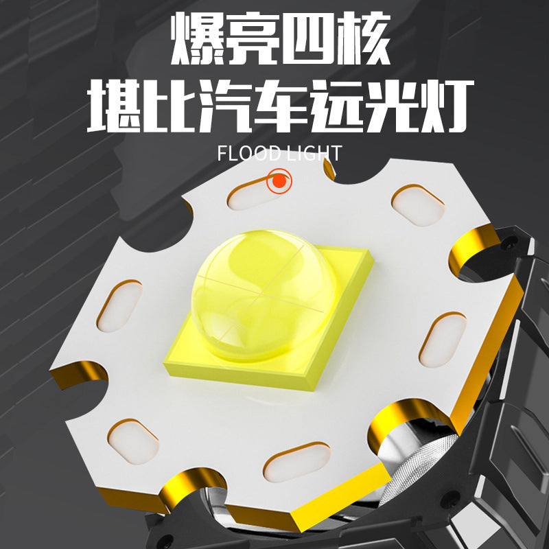 Cross-border new outdoor high-power lighting strong light flashlight multi-function rechargeable LED searchlight emergency patrol light