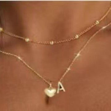 Amazon cross-border european and american style design 26 initial letter necklace layered necklace women's fashion pendant jewelry