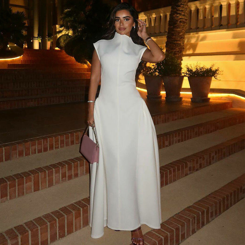 fall/winter women's fashion: european & american style, new cross-border collection, elegant & chic sleeveless a-line maxi dress