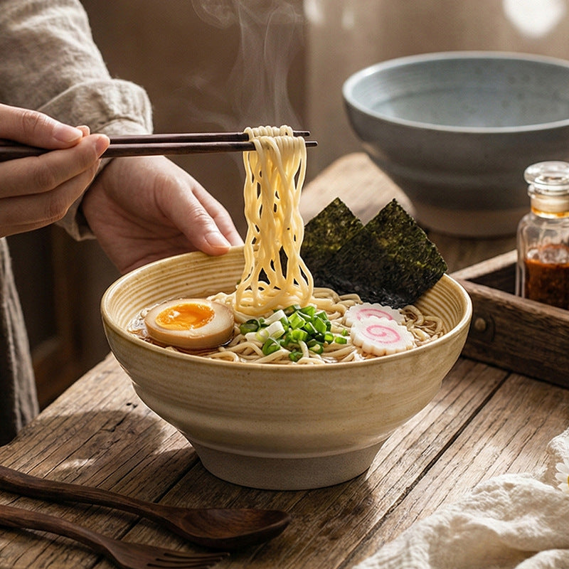 Japanese-style stoneware rice bowl ceramic soup bowl unique creative tableware household dinner bowl retro dessert & salad bowl