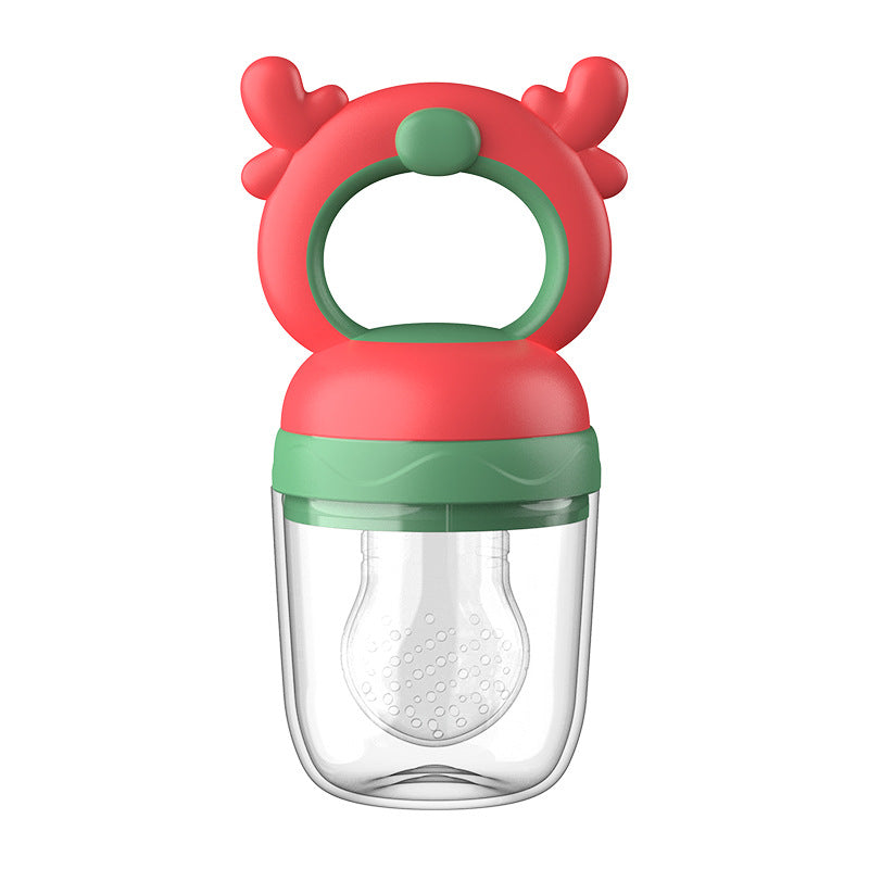 English card baby fruit and vegetable bite music baby eating fruit complementary food tooth glue deer fruit and vegetable pacifier children's juice