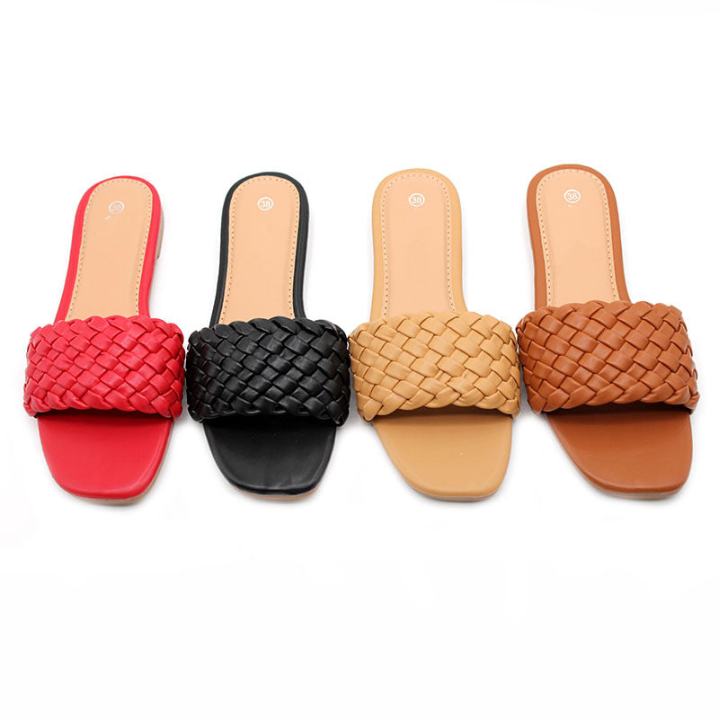 Foreign trade stall direct sales fashion woven craft shoes women's flat-bottomed cool slippers summer breathable beach shoes Slippers
