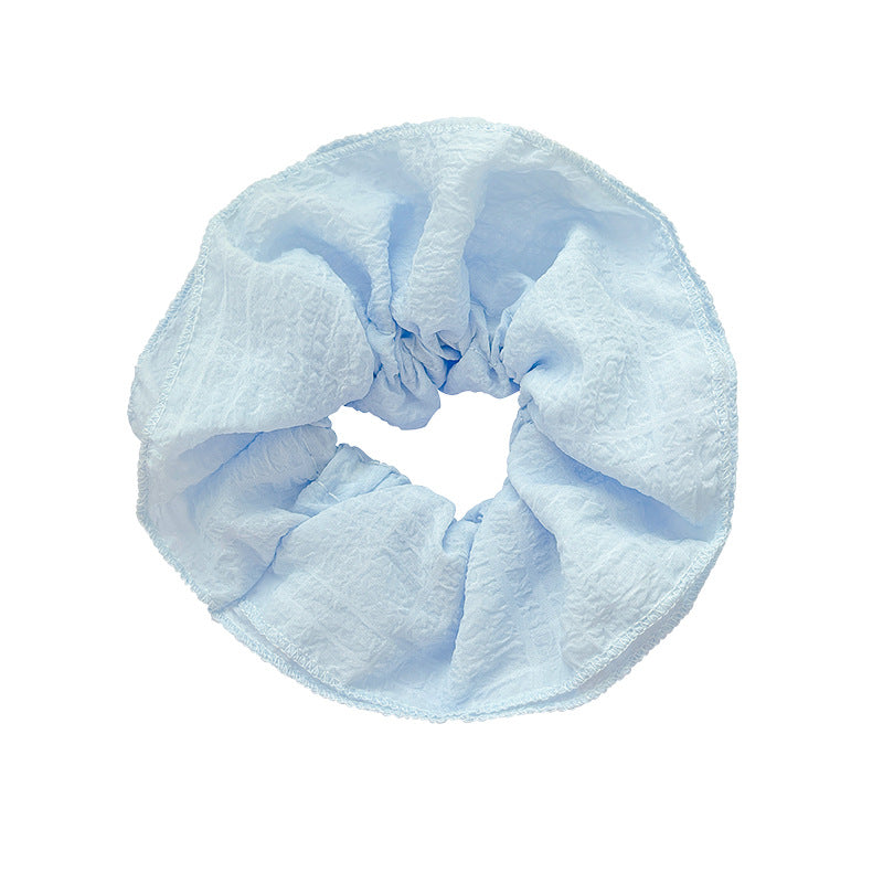 Summer sweet and gentle light blue oversized four-layer ruffle trim scrunchie - 2025 new hair accessory