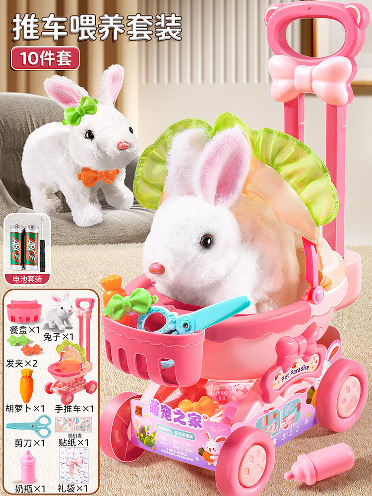 Kids' electric simulation bunny plush toy - girl's pet white rabbit doll - birthday gift for girls
