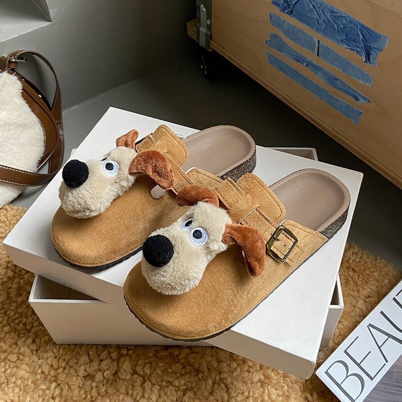Outwearfall and winter birkenstock shoes family style heattech toe-cap birkenstock women's fleece-lined dog new arrival cashmere dog slippers kids