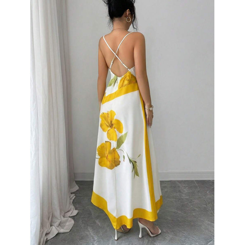 Amazon european and american romantic vacation long slip dress -  summer new arrival - slimming and figure-flattering