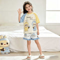[family style] girls' zhongda tong pajamas suit summer short sleeve baby cartoon cute home clothes nightgown