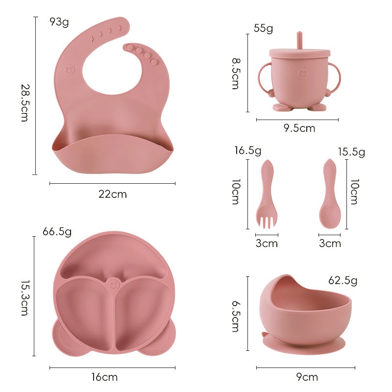 bestselling silicone baby feeding set: infant supplies, baby food bowl, fork, spoon, bib, and utensil set