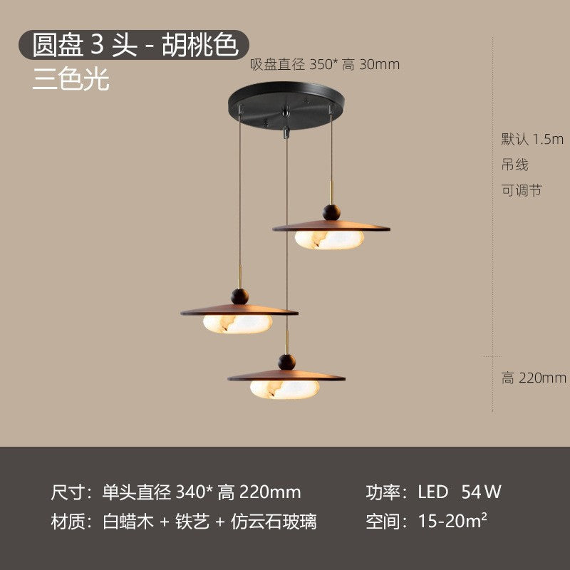 Wabi Sandy Wind Medieval Dining Table Creative Shift Lighting Log Marble Glass Dining Room Rocker Art Chandelier Advanced