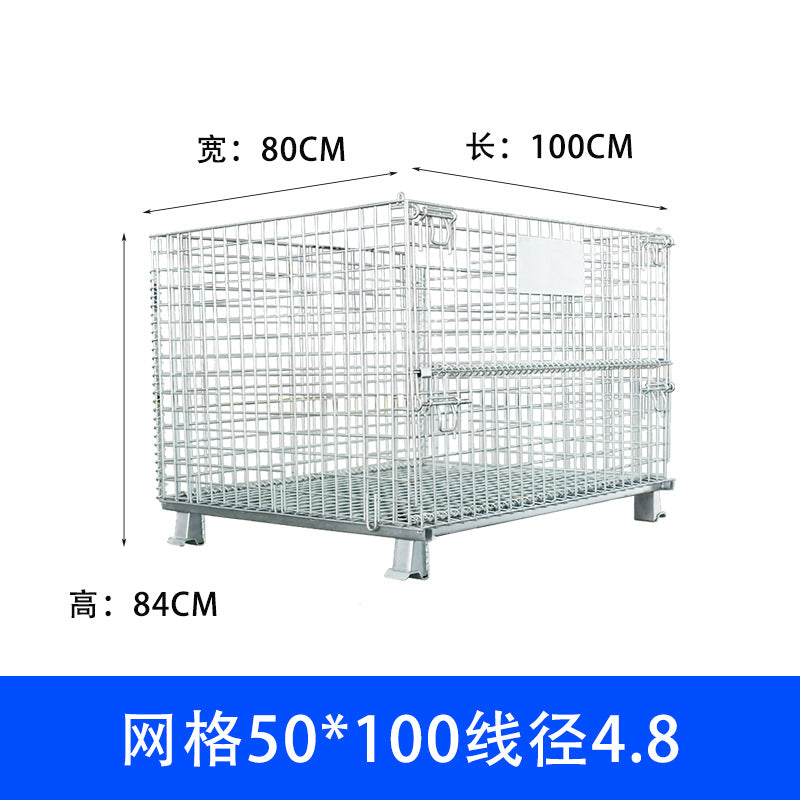 Storage cage Iron frame Movable stacking Nylon wheel Folding storage cage Warehouse sorting car Express cage car Butterfly cage