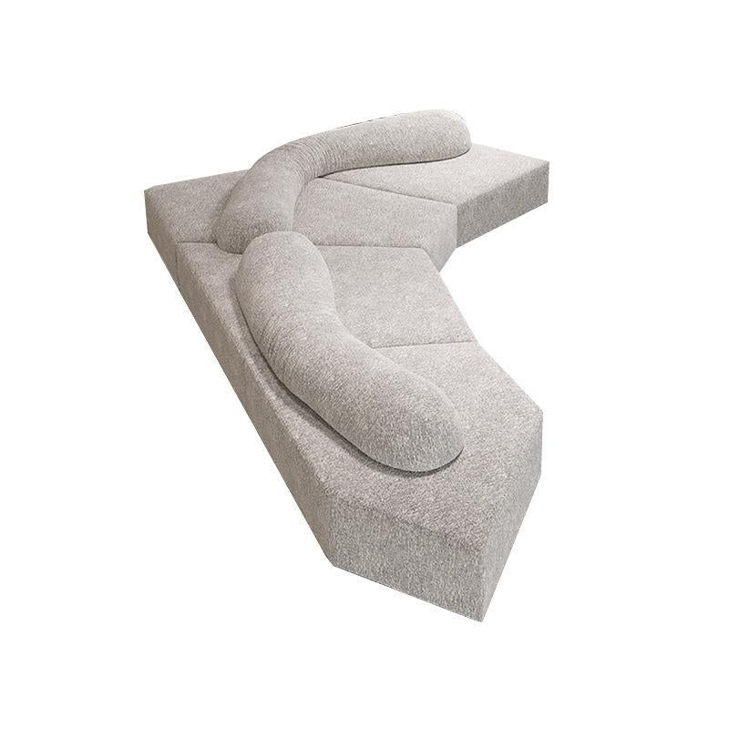Italian rock fabric sofa - irregular modular sofa set for large villas and apartments - custom shaped sectional for high-rise living spaces