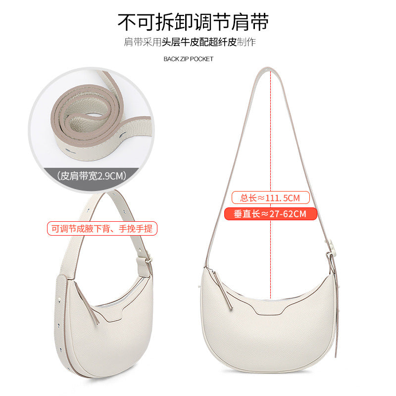 Cross-border Korean version of fashion crescent bag, leather underarm bag, women's 2025 new simple and versatile single shoulder messenger bag, small