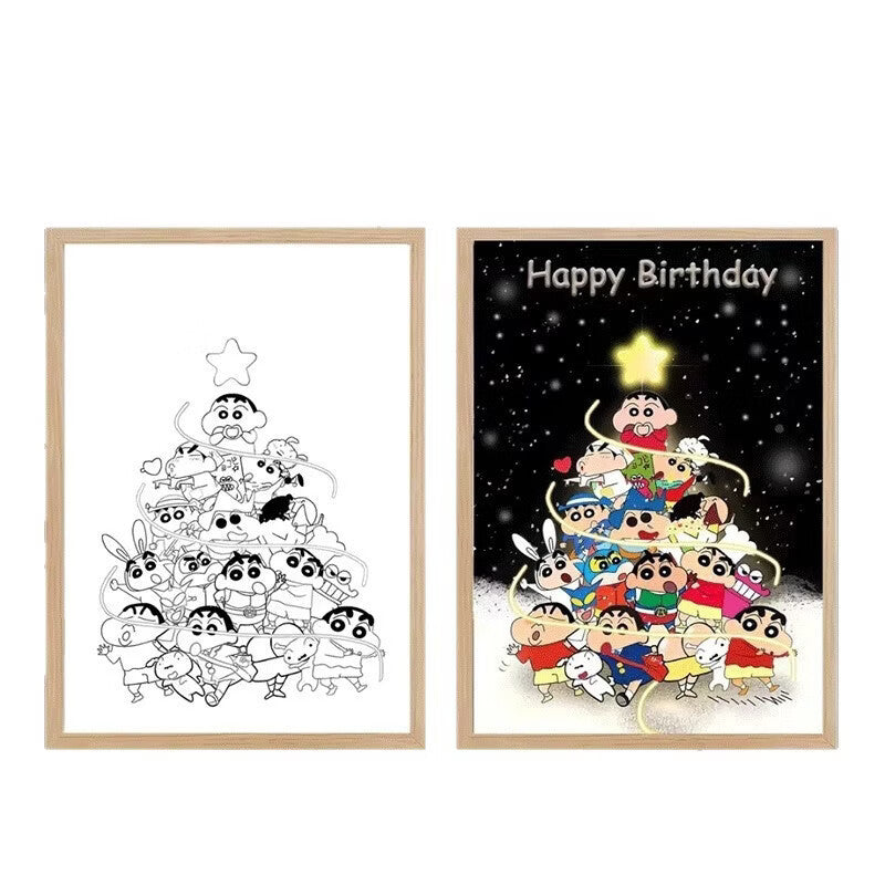 Crayon shin-chan light painting night light living room bedroom decorative painting table gift ornaments for boyfriend