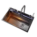 Whale digital display sink large single slot 304 stainless steel kitchen for home vegetable basin sink bowl sink countertop middle and lower