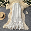 French cutout polka dot tassel midi skirt - women's spring korean style high waist slimming a-line work skirt