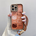Brown apple 16pro leopard print mobile phone case iphone11/13 short lanyard protective cover xr apple 16 mobile phone case