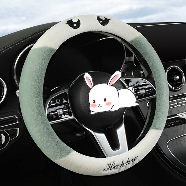 2023 new car steering wheel cover winter plush handle cover warm handle cover cute handle cover cartoon eye hair