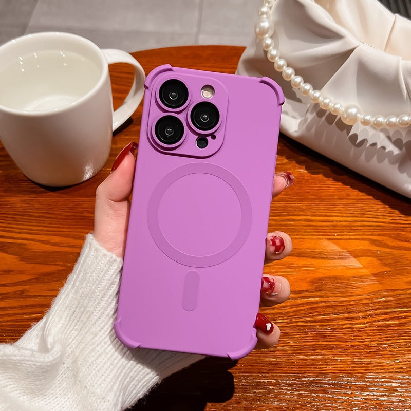 Suitable for iphone17pro mobile phone case liquid air bag four-corner magnetic suction apple 14 lens film all-inclusive protective cover
