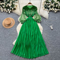 Elegant court-style bubble sleeve dress - women's autumn tassel design, mature and chic, flowy maxi dress