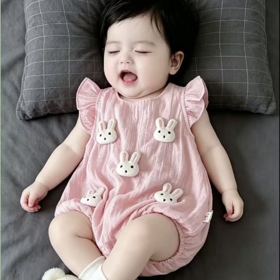 Newborn summer romper: adorable baby girl's bodysuit - super cute, lightweight, and stylish one-piece outfit
