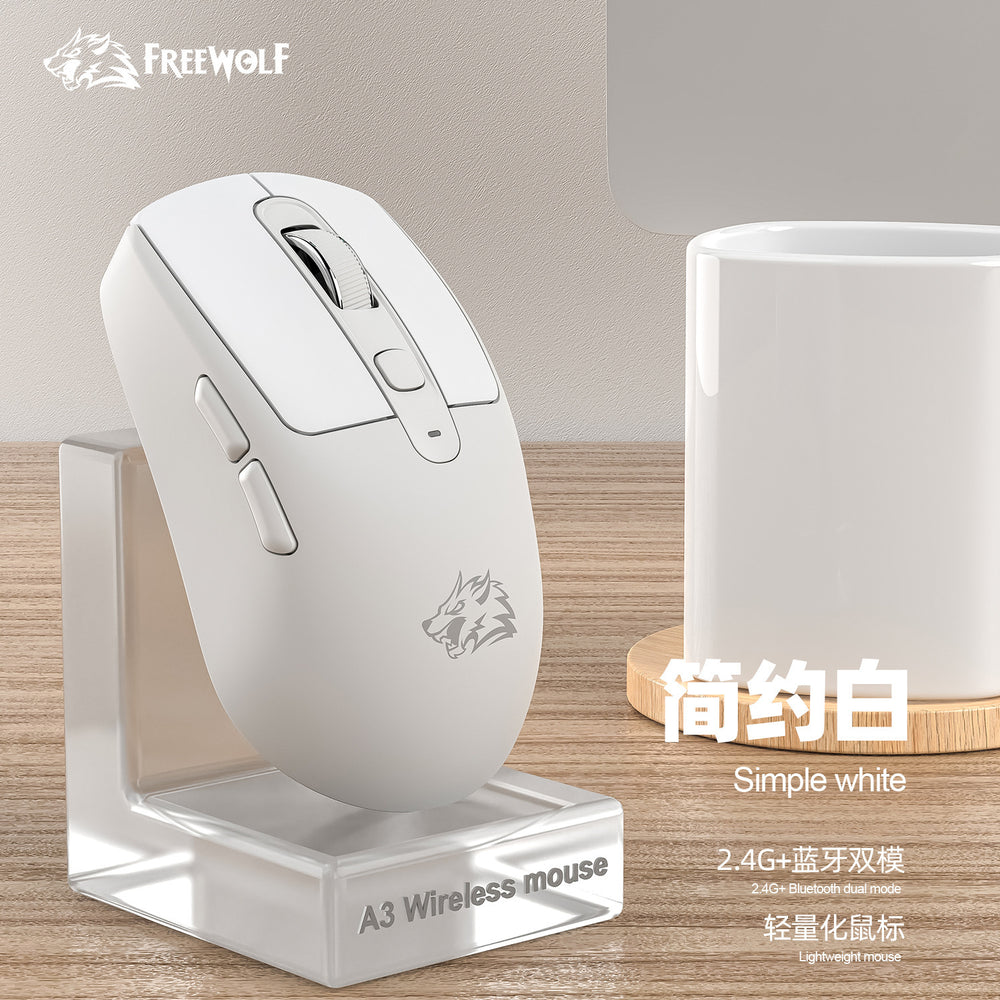 Free wolf a3 wireless bluetooth dual-mode mouse - rechargeable, low profile, for laptop, office, and gaming