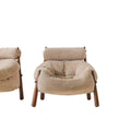 Vintage solid wood sofa, light luxury designer creative single sofa, ash wood fabric chair, designer sofa