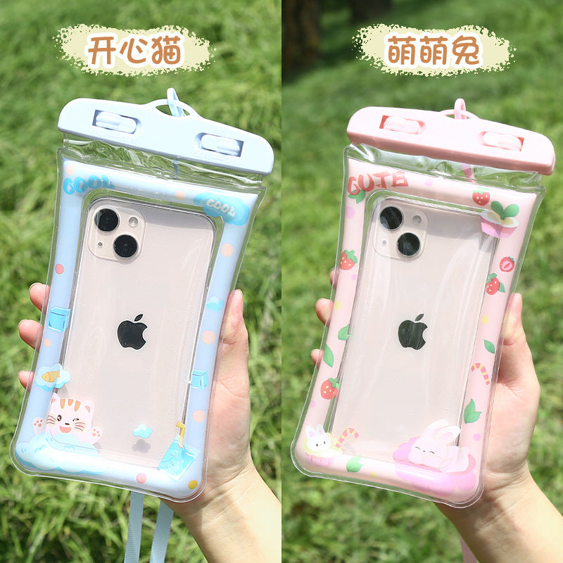 Airbag phone waterproof case - touchscreen compatible for swimming, floating, water parks, water fights, diving - waterproof phone pouch
