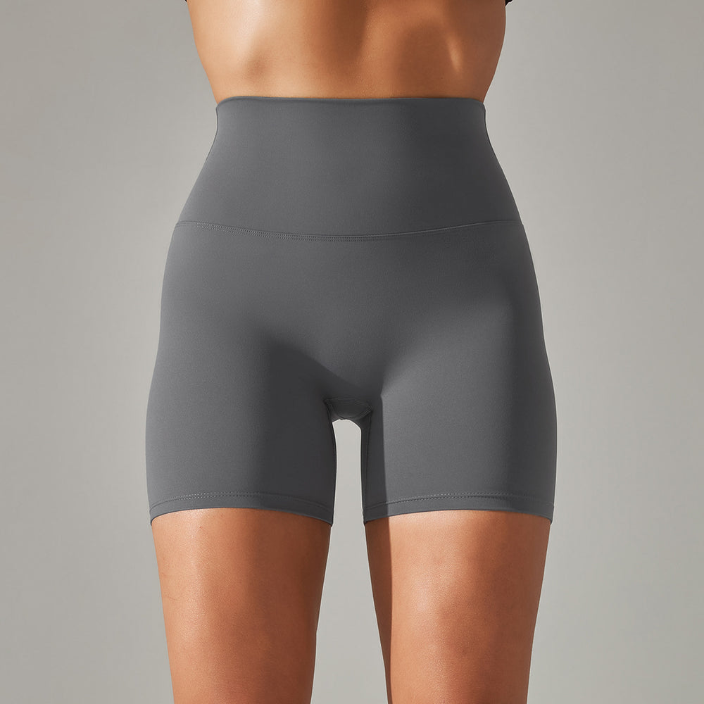 Spring/summer new solid color yoga shorts - double-sided brushed, high-waisted, stretchy, activewear, fitness, 3/4 length yoga pants for women