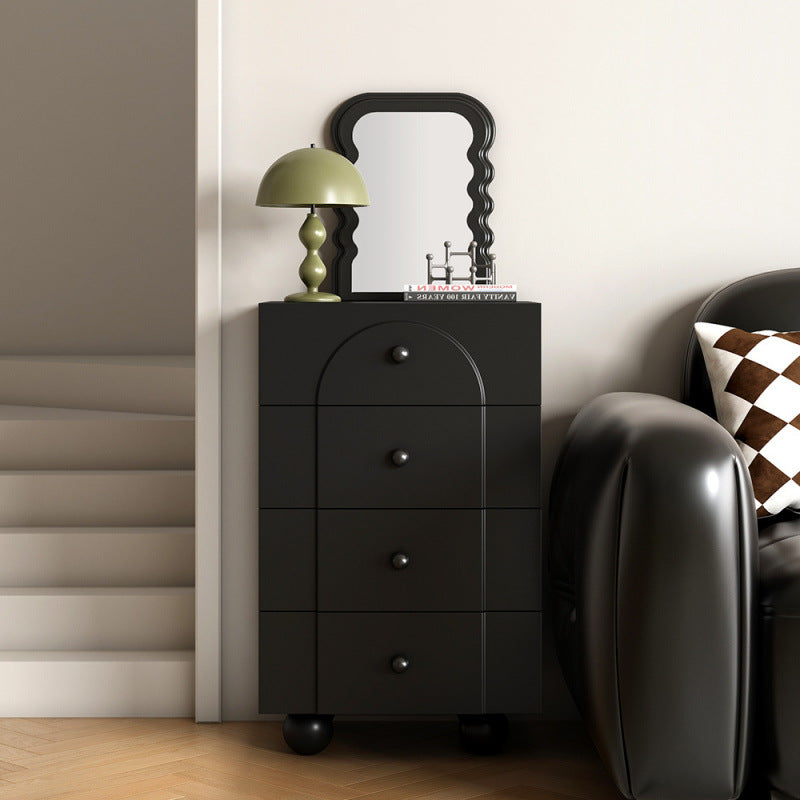 Solid wood bedroom nightstand with multiple drawers, storage cabinet, living room side table, small apartment rental unit organizer