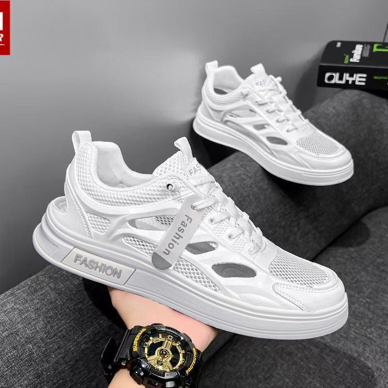 Men's white shoes summer hollow crocs men's breathable easiest for match sneakers wading and river tracing shoes student sandals men