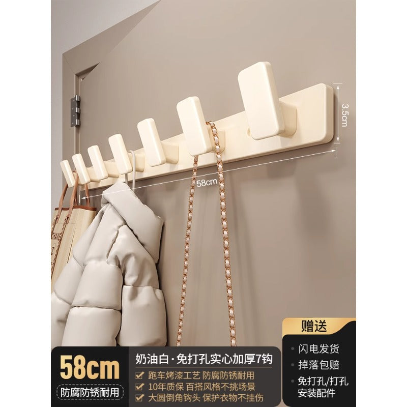 Over-the-door hook, no-drill wall mount hanger, heavy-duty adhesive, weight-bearing entryway coat hook, wall-mounted hook rack