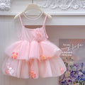 Girls' summer dress  new arrival: ethereal floral party dress, spaghetti strap, chic princess style