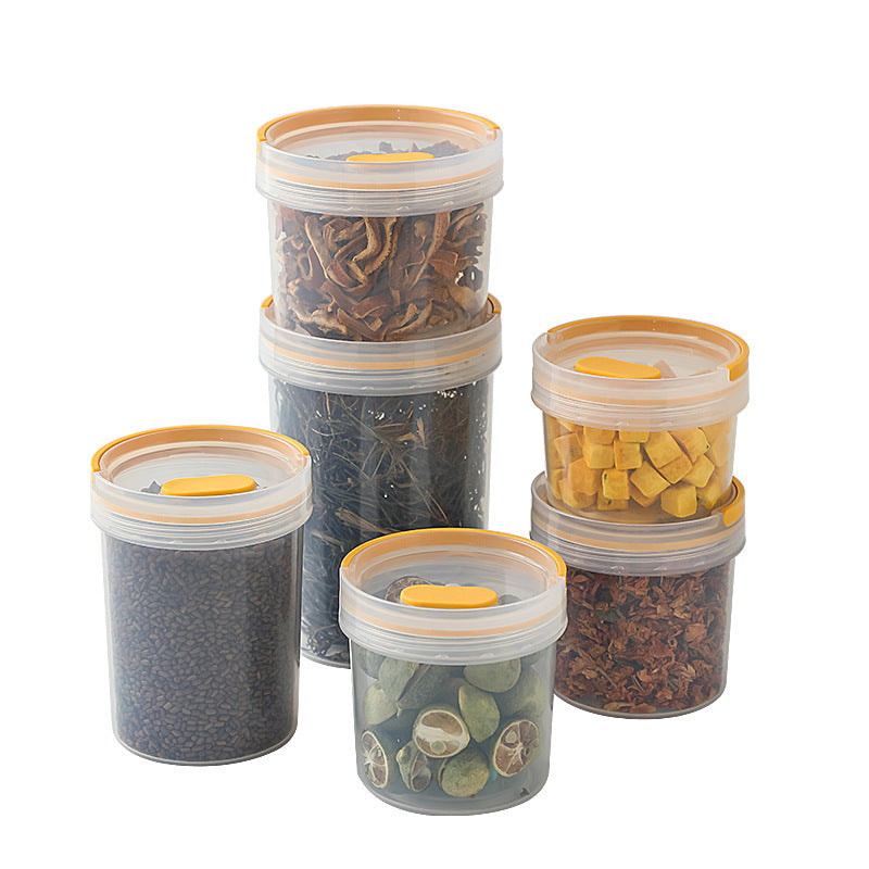 Kitchen plastic transparent grain jar fresh-keeping spices scented tea tangerine peel sealed jar food grade portable round storage box